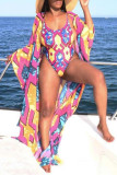 Colour Fashion Sexy Print Cardigan Swimwears