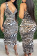 Leopard Print Fashion Sexy Print Basic V Neck Sleeveless Pencil Dresses