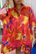 Red Casual Print Patchwork Turndown Collar Shirt Dress Dresses