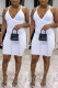 White Sexy Casual Solid Backless V Neck Sling Dress