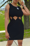 White Fashion Casual Solid Hollowed Out O Neck Vest Dress