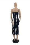 Red Fashion Sexy Print Backless Spaghetti Strap Sleeveless Dress