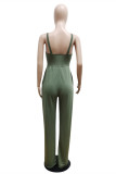 Light Blue Sexy Casual Solid Backless Spaghetti Strap Regular Jumpsuits