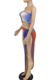 Multi-color Sexy Print Patchwork Asymmetrical Swimwears Three Pieces