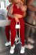 Red Casual Sportswear Solid Backless U Neck Two Pieces
