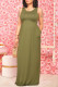 Army Green Casual Solid Pocket O Neck Vest Dress