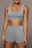 Pink Casual Solid Patchwork U Neck Sleeveless Two Pieces