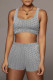 Grey Casual Solid Patchwork U Neck Sleeveless Two Pieces