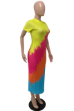 Multi-color Sexy Print Patchwork O Neck Pencil Skirt Dresses