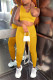 Yellow Casual Sportswear Solid Backless U Neck Two Pieces