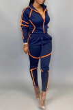 Red Casual Solid Patchwork Turndown Collar Long Sleeve Two Pieces