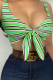 Green Sexy Striped Bandage Spaghetti Strap Tops