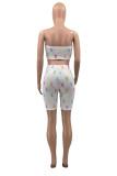 Black Fashion Sexy Print Backless Strapless Sleeveless Two Pieces
