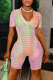 Multicolor Sexy Print Patchwork V Neck Skinny Rompers