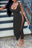White Sexy Hollowed Out U Neck Pencil Skirt Dresses