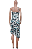 Leopard Print Sexy Leopard Patchwork Spaghetti Strap Trumpet Mermaid Dresses