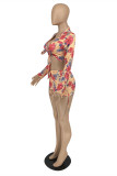 Multicolor Fashion Sexy Print Bandage Swimwears Four-piece Set