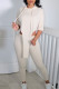 Cream White Sportswear Solid Patchwork Asymmetrical Hooded Collar Half Sleeve Two Pieces