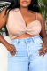Khaki Sexy Solid Patchwork Tops