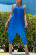 Blue Casual Solid Backless Spaghetti Strap Harlan Jumpsuits