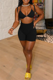 Red Fashion Sexy Solid Hollowed Out Spaghetti Strap Sleeveless Two Pieces