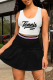 White Black Casual Print Patchwork U Neck Sleeveless Two Pieces