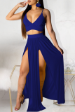 Red Sexy Solid Mesh Spaghetti Strap Sleeveless Two Pieces