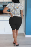 Multicolor Casual Print Patchwork O Neck T-Shirts