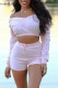 Pink Fashion Casual Solid Basic V Neck Long Sleeve Two Pieces