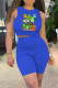 Blue Fashion Casual Print Vests O Neck Sleeveless Two Pieces