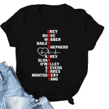 Black Casual Print Patchwork O Neck T-Shirts