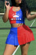 Red Casual Sportswear Print Patchwork U Neck Sleeveless Two Pieces