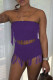 Purple Fashion Sexy Solid Tassel Backless Swimwears