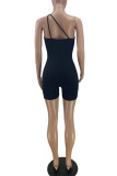 Pink Sexy Solid Patchwork U Neck Skinny Rompers