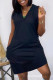 Black Fashion Casual Solid Pocket V Neck Vest Dress