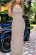 Grey Casual Solid Patchwork Frenulum V Neck Pencil Skirt Dresses