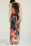 Red Sexy Print Patchwork O Neck Pencil Skirt Dresses