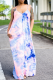 Purple Sexy Print Patchwork Spaghetti Strap Straight Dresses