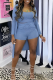 Sky Blue Casual Solid Patchwork Spaghetti Strap Long Sleeve Three Pieces