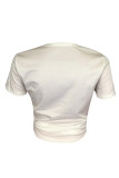Yellow Fashion Casual Eyes Printed Basic O Neck T-Shirts