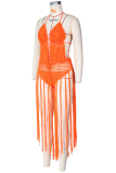 White Sexy Solid Hollowed Out Patchwork Swimwears