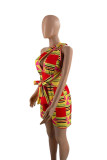 Colour Fashion Casual Print Backless V Neck Regular Romper