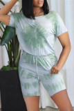 Light Purple Fashion Casual Print Basic O Neck Regular Romper