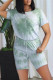 Light Green Fashion Casual Print Basic O Neck Regular Romper