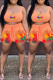 Orange Fashion Casual Print Vests U Neck Sleeveless Two Pieces