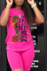 Rose Red Casual Print Patchwork O Neck Short Sleeve Two Pieces