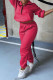 Rose Red Fashion Casual Solid Zipper Turndown Collar Two Pieces