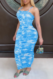 Red Sexy Patchwork Tie-dye Spaghetti Strap Dresses