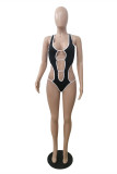 Black Fashion Sexy Solid Hollowed Out Backless Swimwears