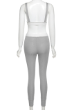 Pink Sportswear Solid Patchwork V Neck Sleeveless Two Pieces